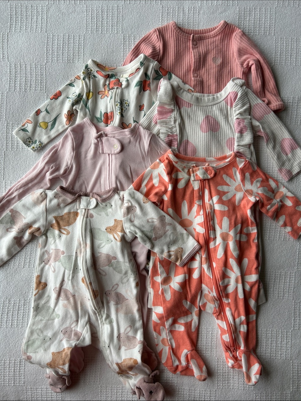 6 Girls long sleeve onesies size 0-3